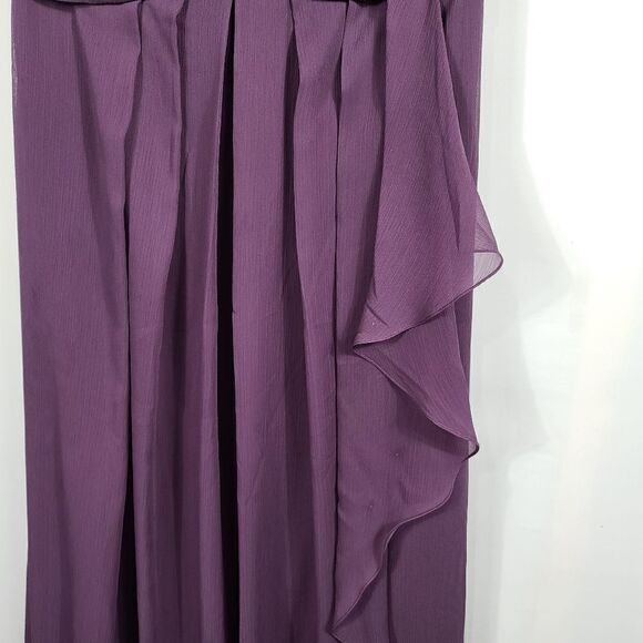 David's Bridal Purple Long Ruffle Strapless Dress - Picture 9 of 10